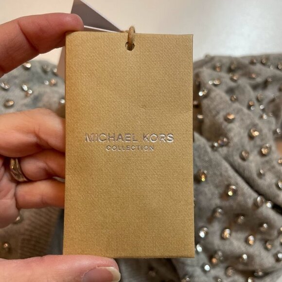 Micheal Kors Cashmere Sweater Cardigan Jacket Grey Studded - Picture 6 of 9